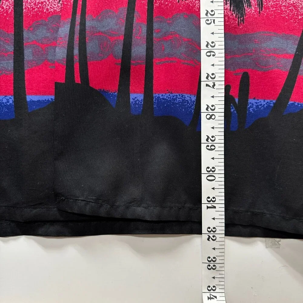 High Seas Resort Wear Palm Tree Sunset Shirt Blue Pink Bahamas XL Vintage 80s - Picture 6 of 7